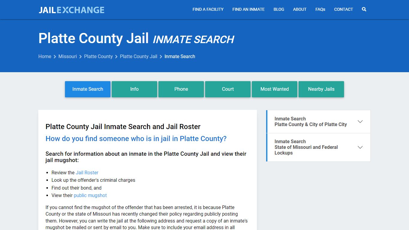 Inmate Search: Roster & Mugshots - Platte County Jail, MO